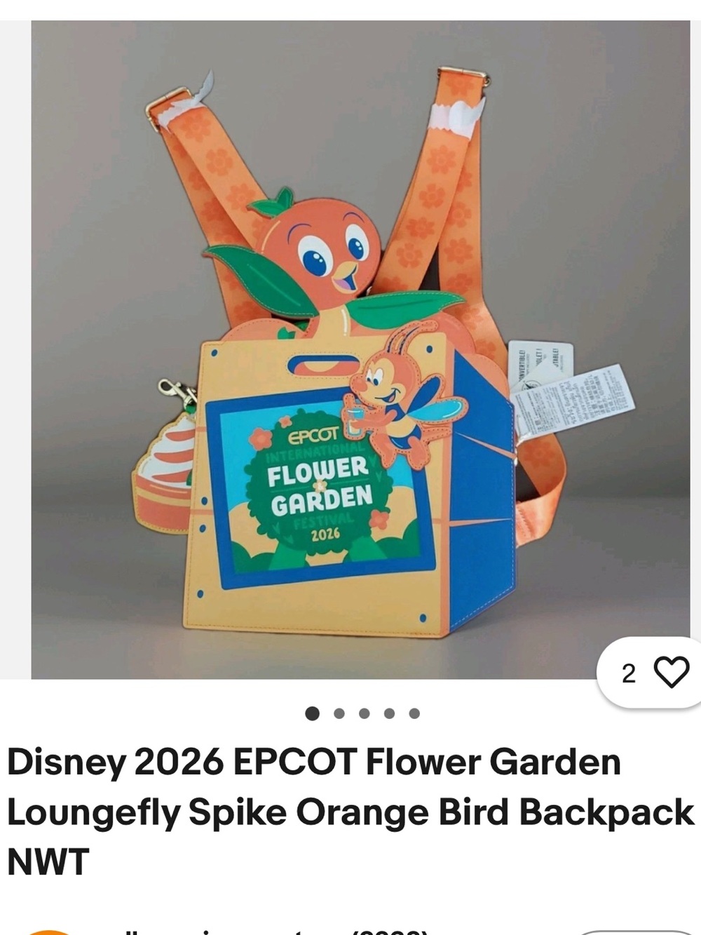 #2471**EPCOT Flower & Garden 2026 Kids Backpack with Bee Plush - Picture 6 of 15